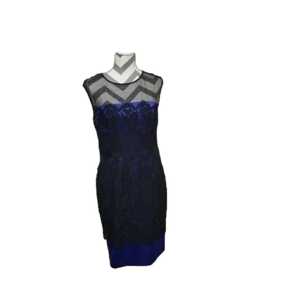 Eliza J A illusion yoke lace overlay sheath dress